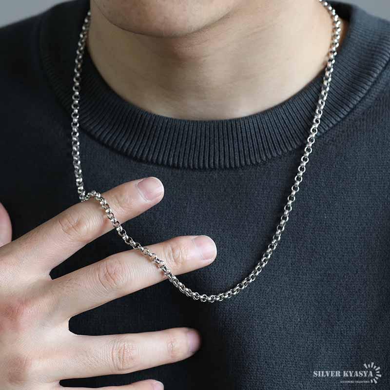 店内まるっと10%OFF祭／シルバー925 ロールチェーン ネックレス 幅4mm