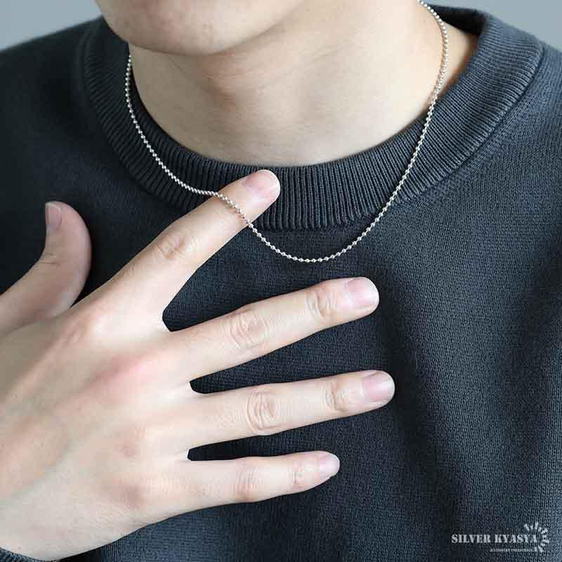 シルバー925 ボールチェーン 幅2mm ネックレスチェーン 細身 シルバー