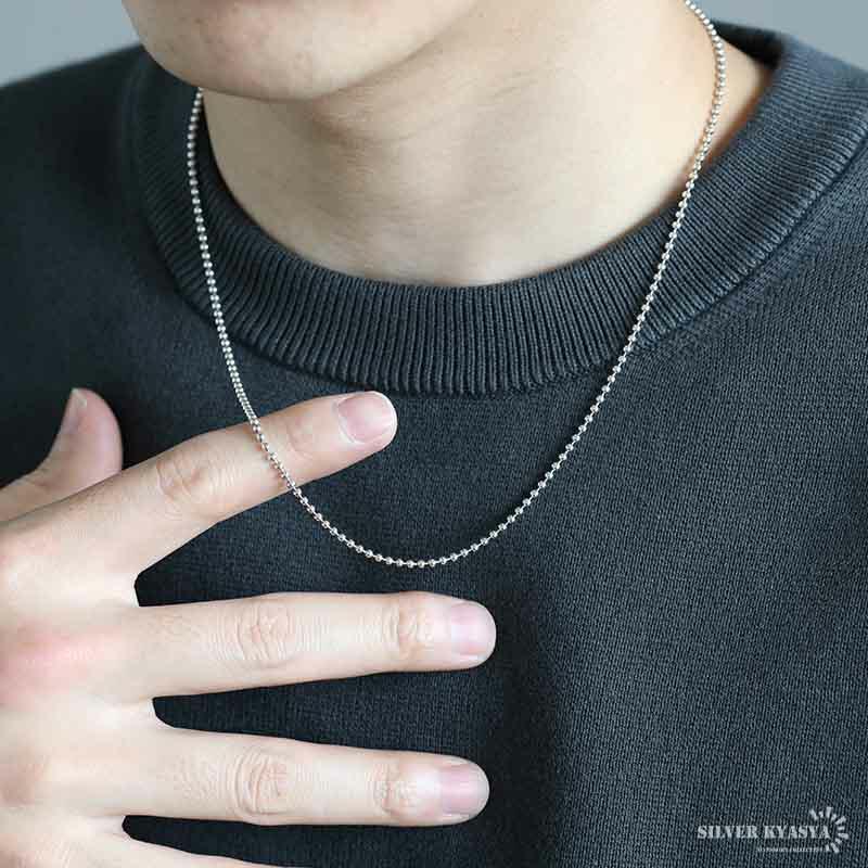 複数買いで最大300円OFFクーポン／シルバー925 ボールチェーン