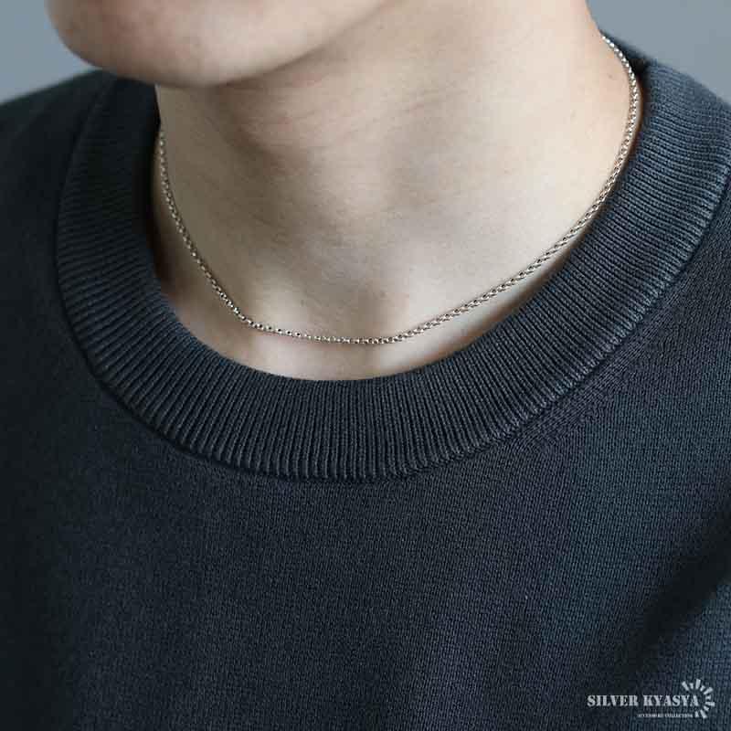 シルバー925 ロールチェーン 幅2mm ネックレスチェーン 細身 シルバー