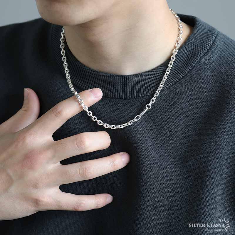 シルバー925 あずきチェーン ネックレス 幅5mm 50cm 4面カット シルバー925 あずきチェーン ネックレス 幅5mm 50cm 4面カット
