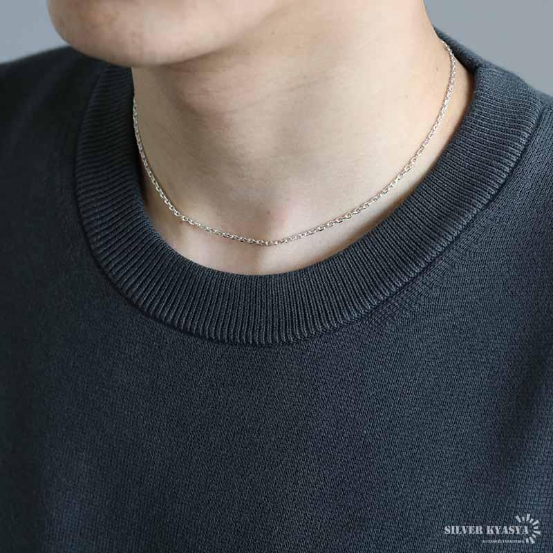 シルバー925 あずきチェーン ネックレス 幅2mm 40cm 4面カット