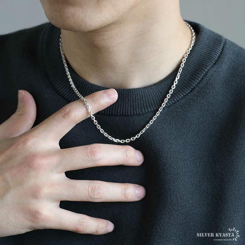 複数買いで最大300円OFFクーポン／シルバー925 あずきチェーン