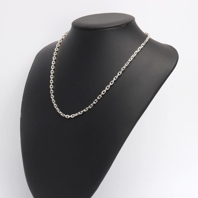シルバー925 あずきチェーン ネックレス 幅4mm 50cm 4面カット シルバー925 あずきチェーン ネックレス 幅4mm 50cm 4面カット