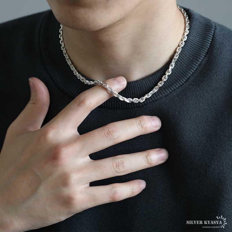 複数買いで最大300円OFFクーポン／シルバー925 あずきチェーン