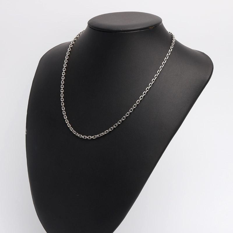 シルバー925 燻し仕上げ あずきチェーン ネックレス 幅3mm 45cm 4面