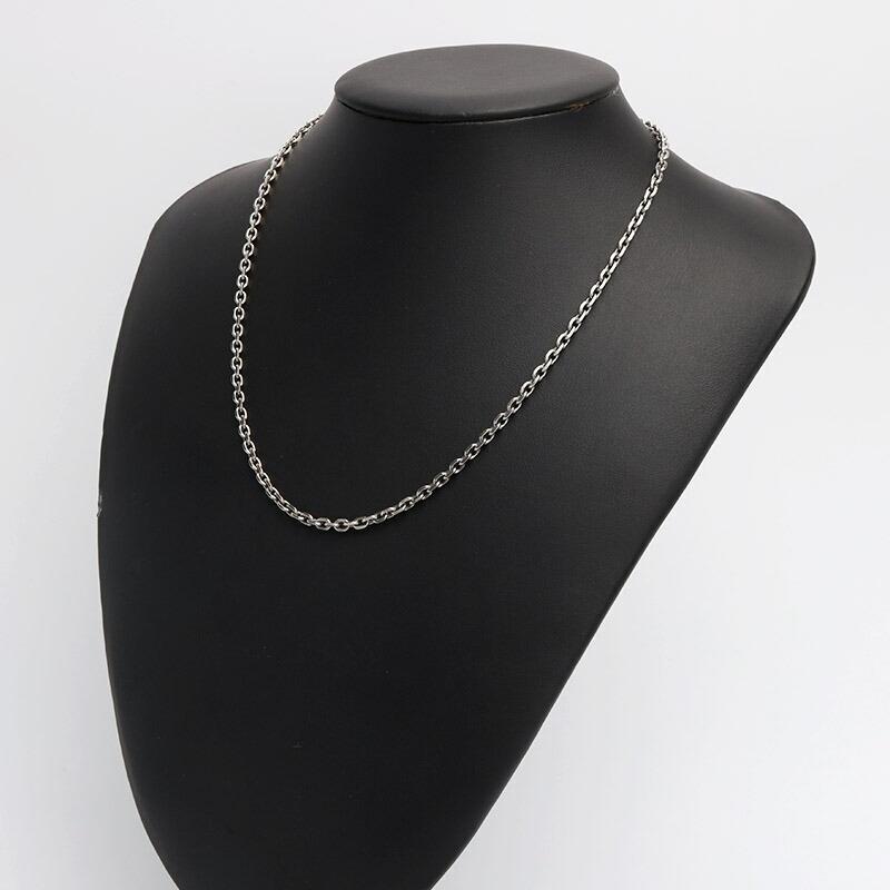 シルバー925 燻し仕上げ あずきチェーン ネックレス 幅3mm 50cm 4面