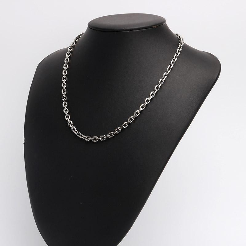 シルバー925 燻し仕上げ あずきチェーン ネックレス 幅5mm 50cm 4面