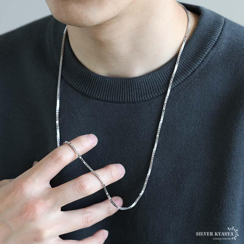 シルバー925 ベネチアンチェーン ネックレス 70cm 細身 ボックス