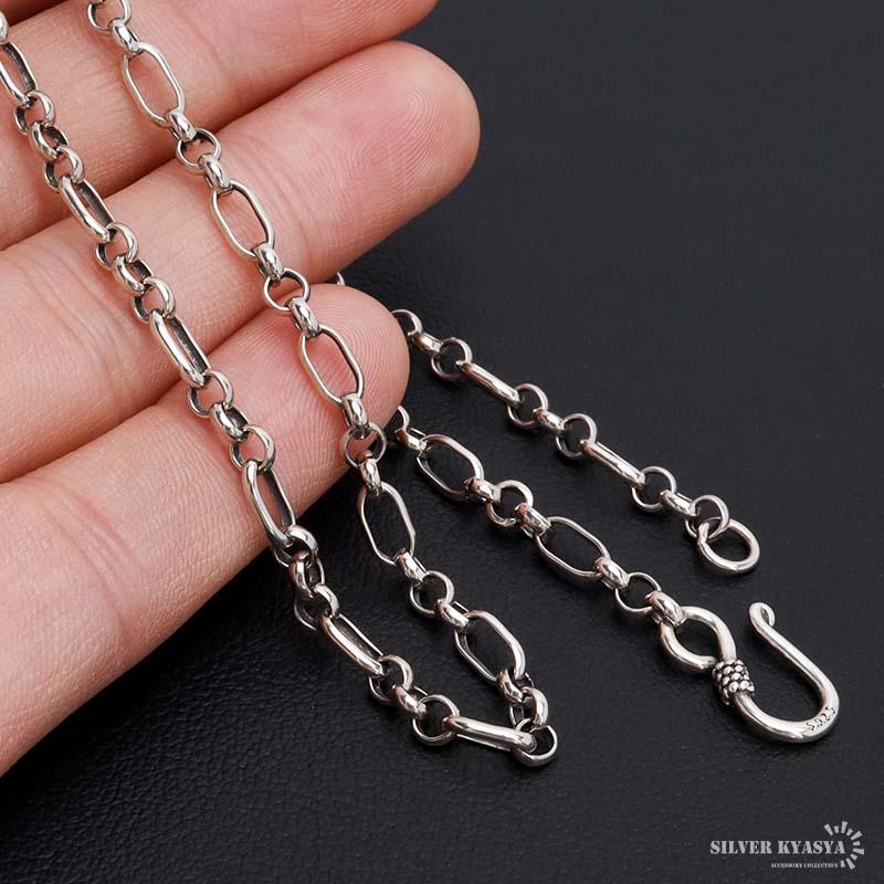 シルバー 925 50cm 4mm 燻し　フィガロ　チェーン　ネックレス　刻印 アンティーク風 燻し加工 フィガロチェーン ネックレス 幅約2.4mm 50cm