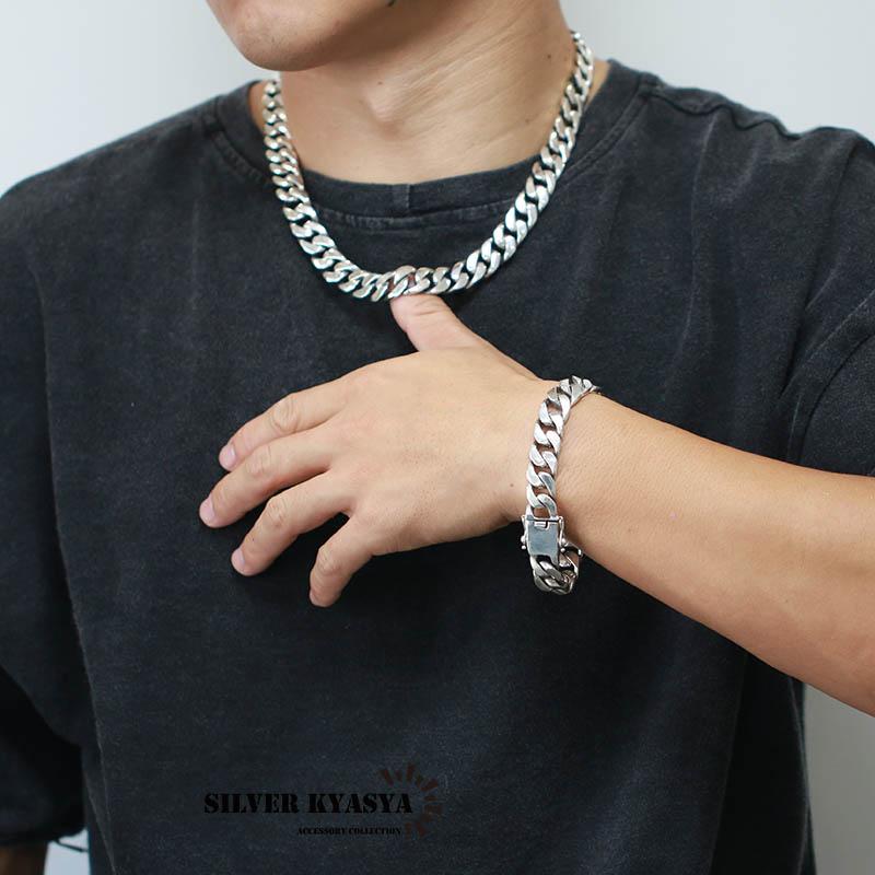 重厚 シルバー925 喜平ネックレス シルバー喜平チェーン 太め 幅12mm 