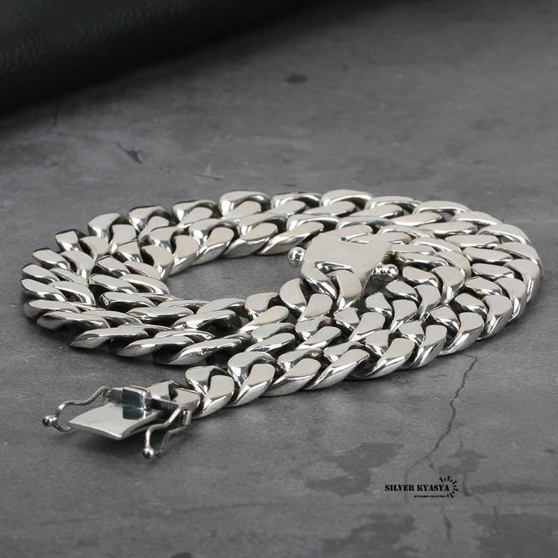 重厚 シルバー925 喜平ネックレス シルバー喜平チェーン 太め 幅12mm