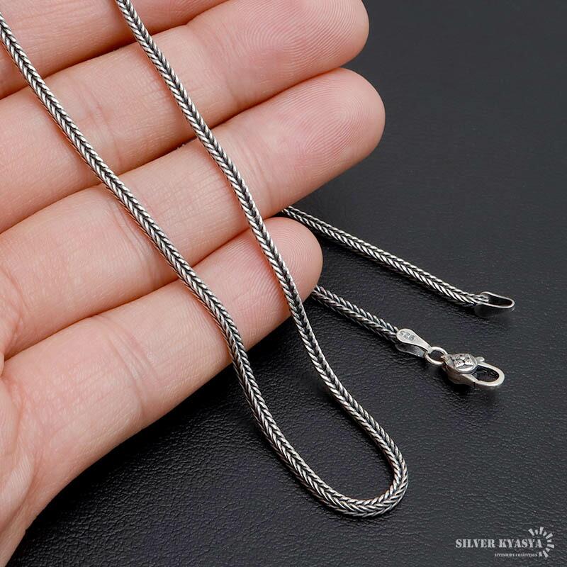 シルバー925 フォックステールチェーン ネックレス 幅2mm 60cm