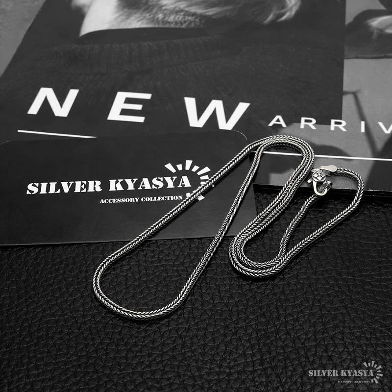 シルバー925 フォックステールチェーン ネックレス 幅2mm 60cm シルバー925 フォックステールチェーン ネックレス 幅2mm 60cm