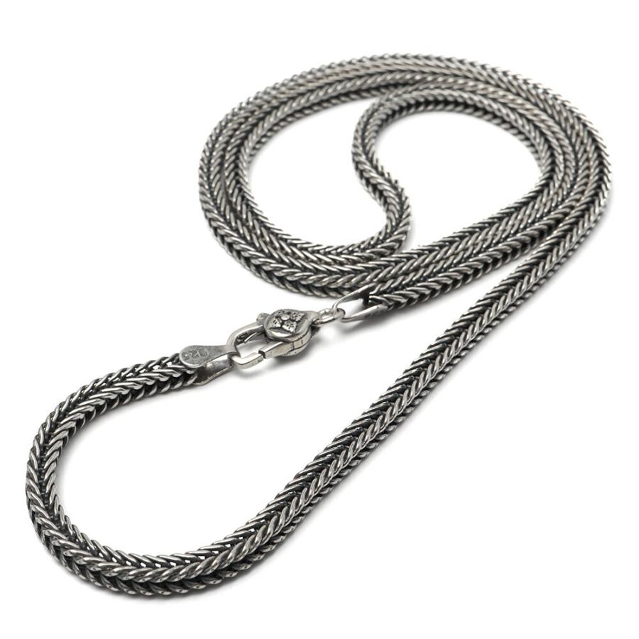 シルバー925 フォックステールチェーン ネックレス 幅3mm 45cm