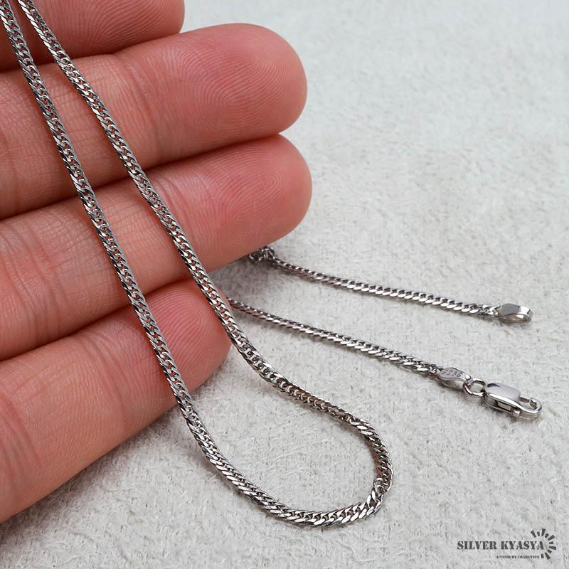 シルバー925 ダブル喜平チェーン ネックレス 幅2mm 45cm 喜平ネックレス 6面カット 細身 メンズ 金属アレルギー対応 | ブランド登録なし | 02