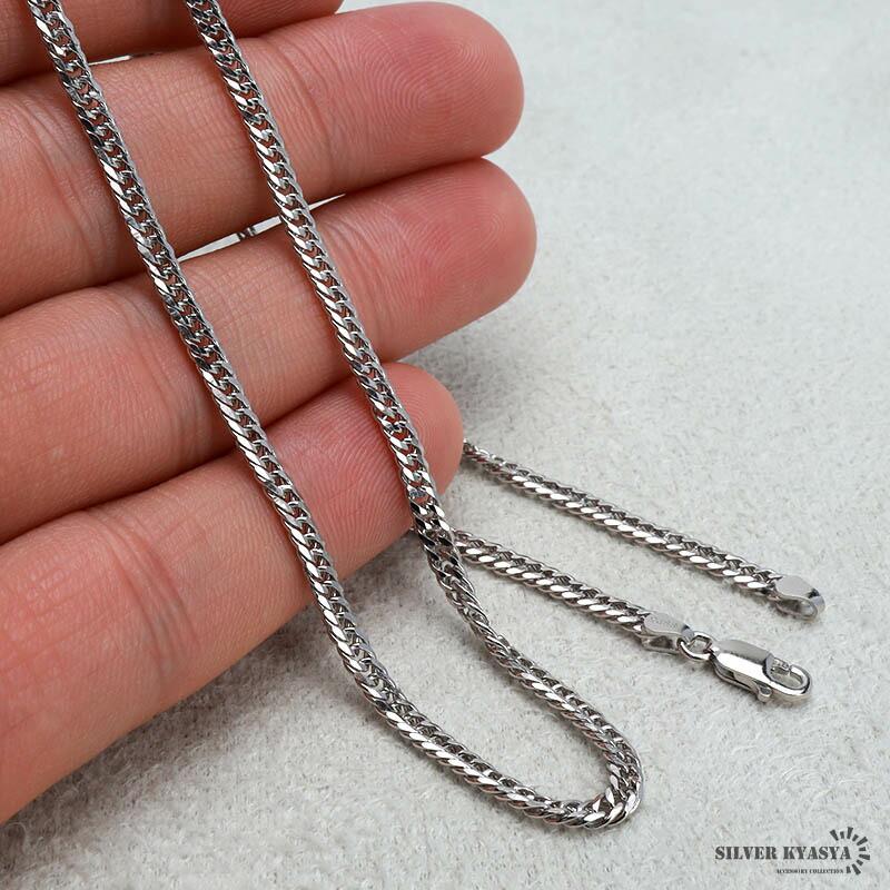 シルバー925 ダブル喜平チェーン ネックレス 幅3mm 喜平ネックレス 6面