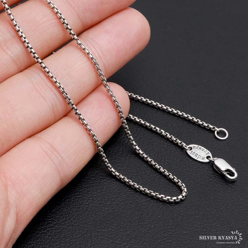 シルバー925 ボックスチェーン ネックレス 幅1.5mm 60cm ベネチアン