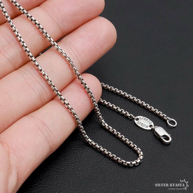 シルバー925 ボックスチェーン ネックレス 幅2mm 60cm ベネチアン 細身