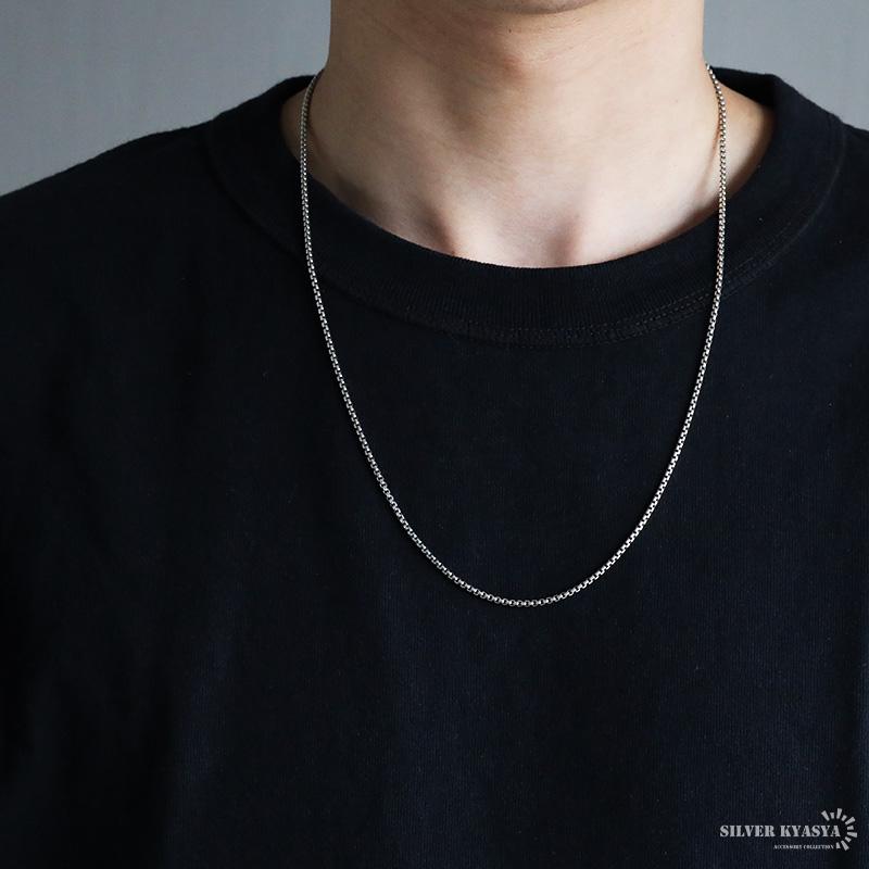＼2個で10％OFF 3個で20％OFFクーポン／シルバー925 ボックスチェーン ネックレス 幅2mm 60cm ベネチアン 細身 メンズ 男性 金属アレルギー対応 爆買の画像