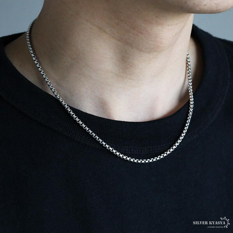 シルバー925 ボックスチェーン 幅3mm ネックレスチェーン ベネチアン