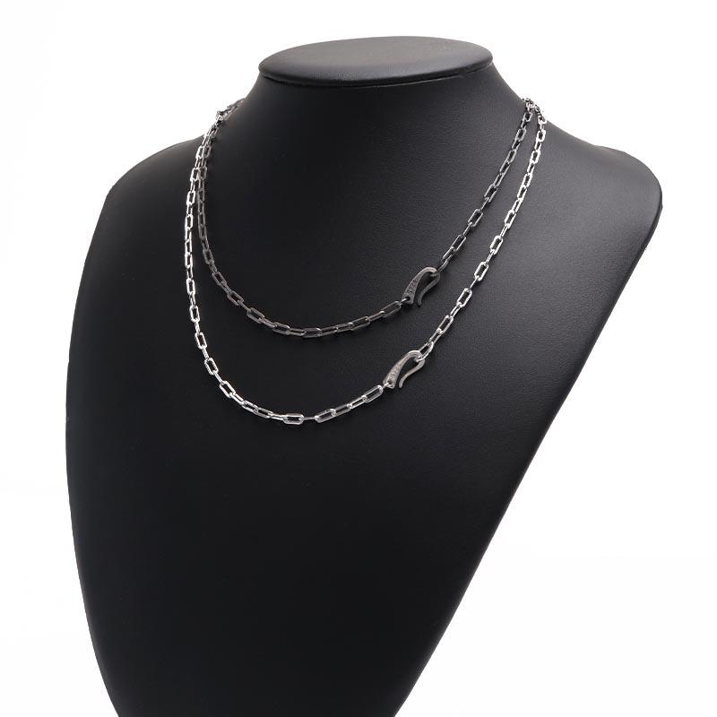 ＼2個で10％OFF 3個で20％OFFクーポン／流行り 長小豆チェーンネックレス 925 ロング小豆チェーンネックレス 幅3mm 45cm シンプル シルバー あずきチェーン 爆買の画像