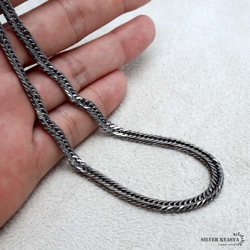 喜平ネックレス 6面トリプル シルバーカラー 複数買いで最大300円OFFクーポン／シルバー925 6面カット トリプル