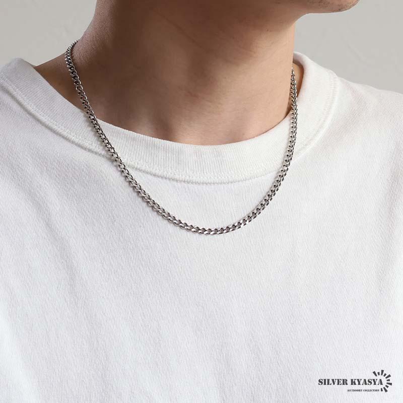 シルバー925 喜平ネックレス チェーンネックレス 幅4mm 長さ50cm