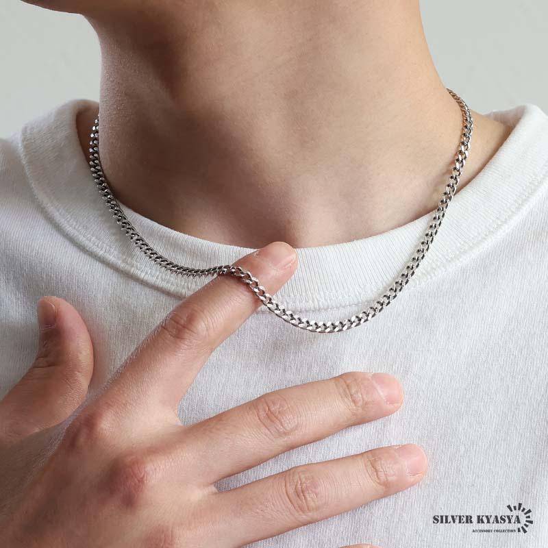 シルバー925 喜平ネックレス チェーンネックレス 幅4mm 長さ50cm