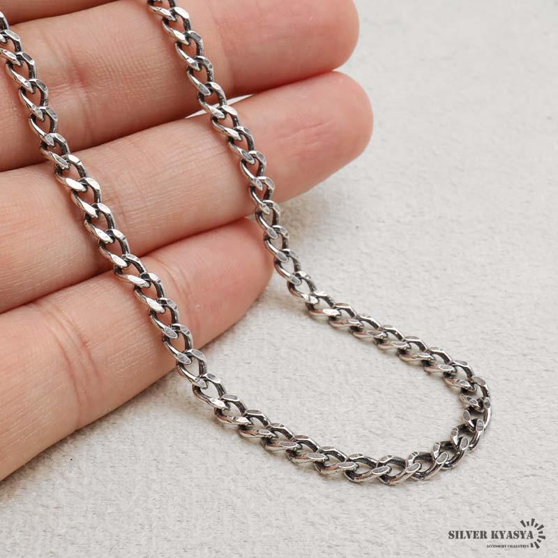 シルバー925 喜平ネックレス チェーンネックレス 幅4mm 長さ60cm