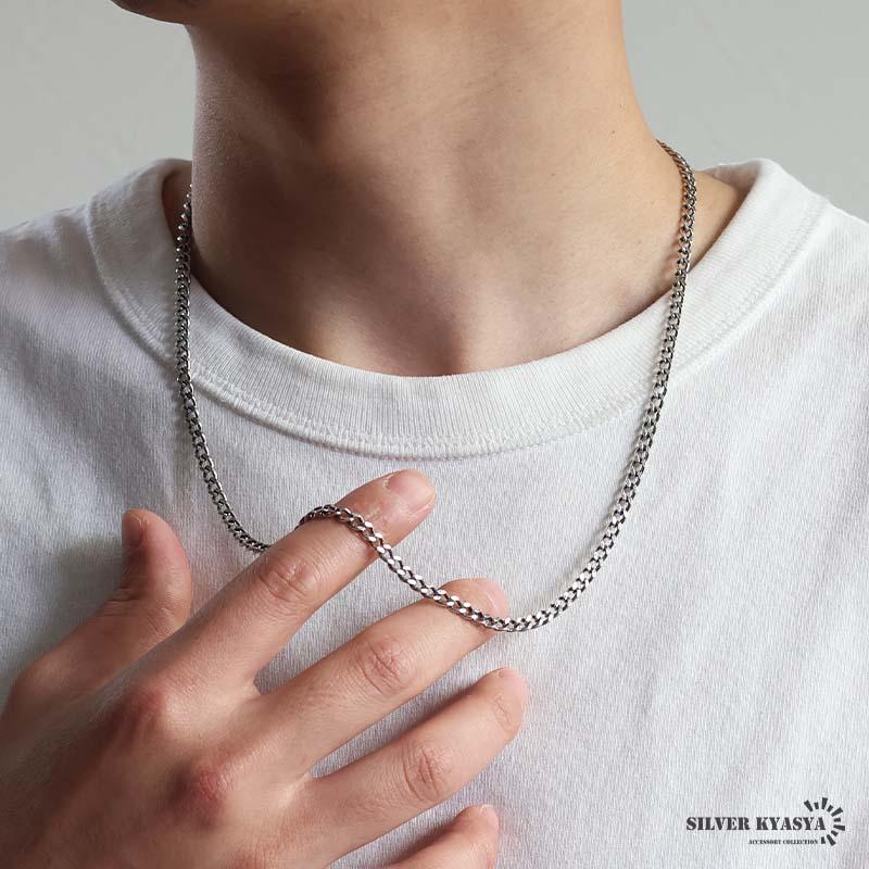 シルバー925 喜平ネックレス チェーンネックレス 幅4mm 長さ60cm