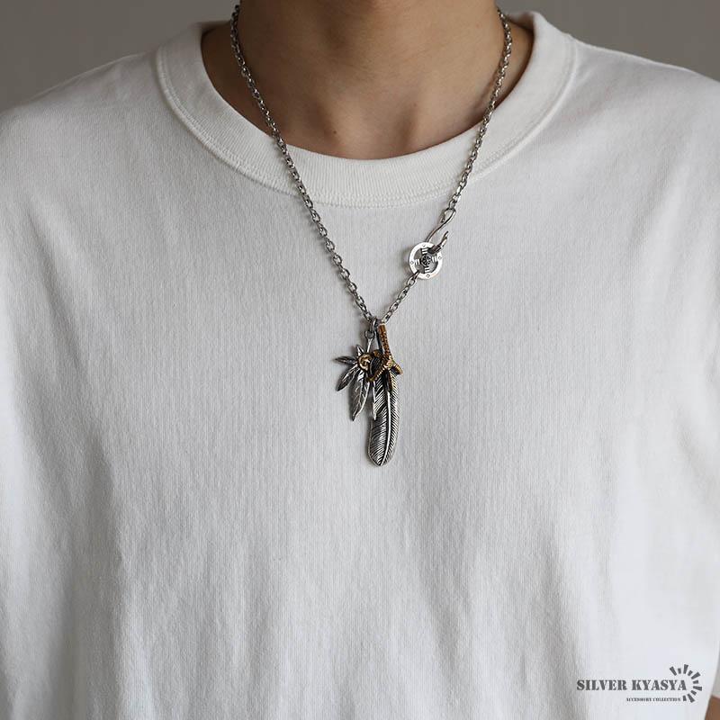 複数買いで最大30％OFFクーポン／ステンレス フェザーネックレス
