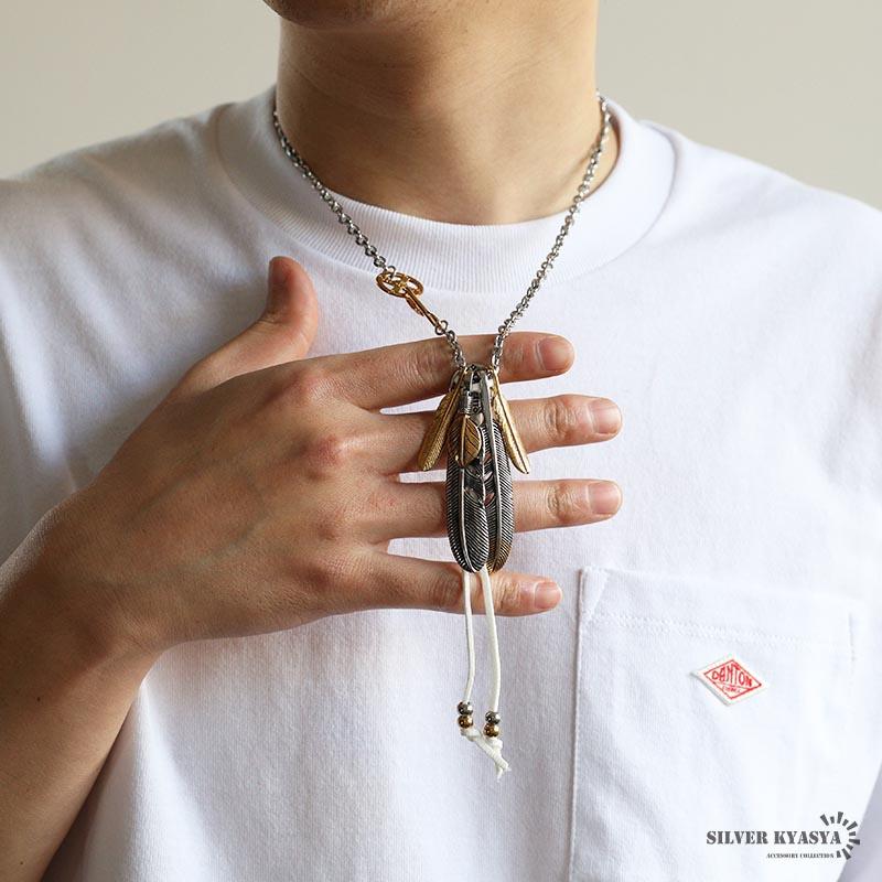 ステンレス フェザーネックレス インディアンジュエリー ペンダントネックレス メンズネックレス ゴールド シルバー 金アレ対応 | ブランド登録なし | 09