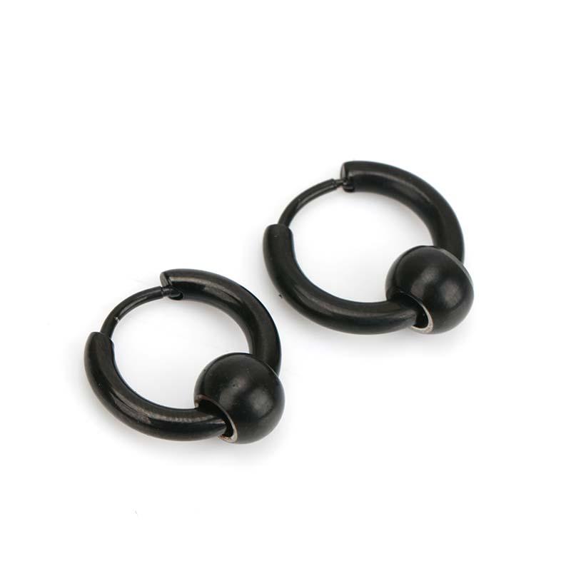 両耳 ワンボール フープピアス シルバー ゴールド ブラック 金 銀 黒