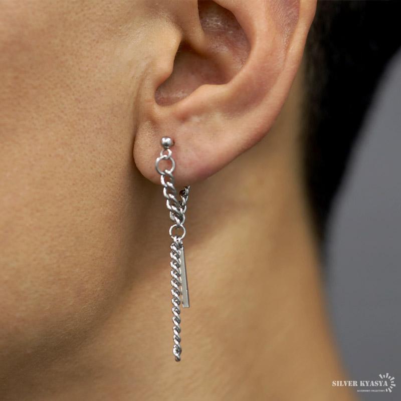 チェーンデザイン ピアス(片耳用) BIGクロス ロングチェーン ピアス 片耳用[品番：DCTW0003072