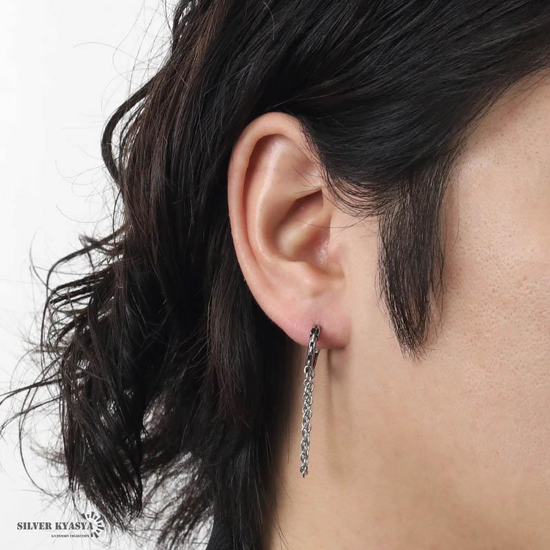 複数買いで最大300円OFFクーポン／ステンレス チェーン フープピアス