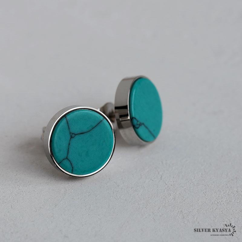 ターコイズピアス ステンレス スタッドピアス メンズ シルバー トルコ