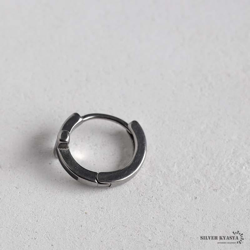 ブラック クロス フープピアス ステンレス メンズ シンプル ピアス