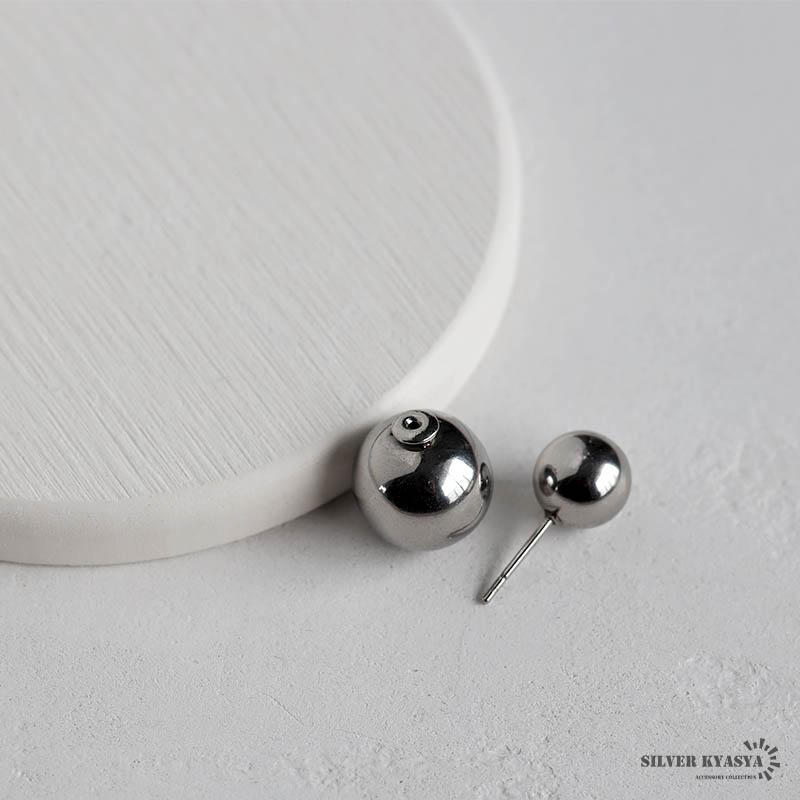 ボールピアス ステンレス メンズ 丸玉ピアス シルバー ラージボール