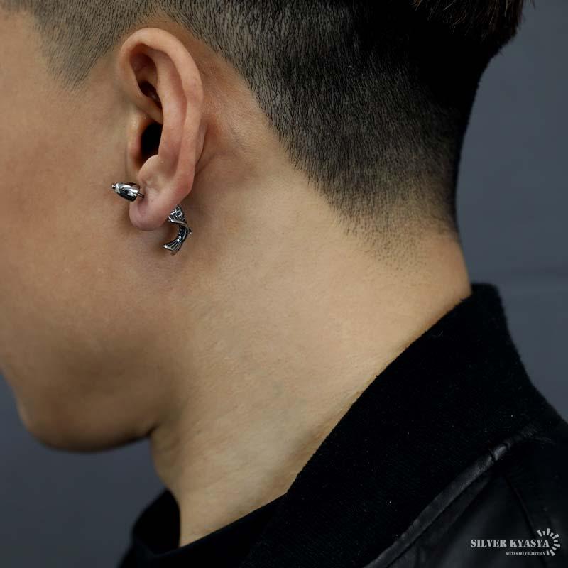 鯉 魚 フィッシュピアス ステンレス メンズ スタッドピアス シルバー