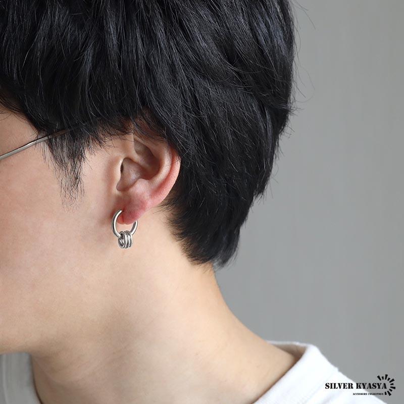 ステンレス 3連ピアス フープピアス シルバー リングピアス サークル