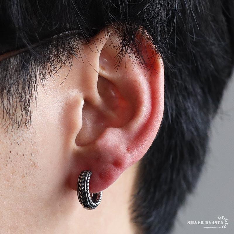 ステンレス製 龍の鱗 ピアス フープピアス ドラゴンピアス シルバー