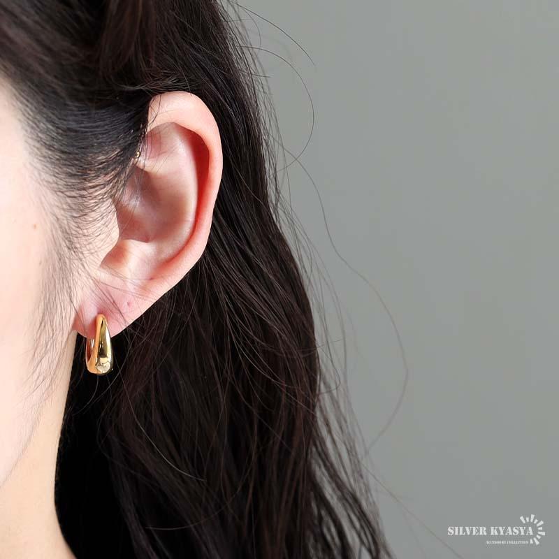 ステンレス ワイドピアス 太幅 大ぶり ぷっくりピアス フープ ステンレス ワイドピアス 太幅 大ぶり ぷっくりピアス フープ