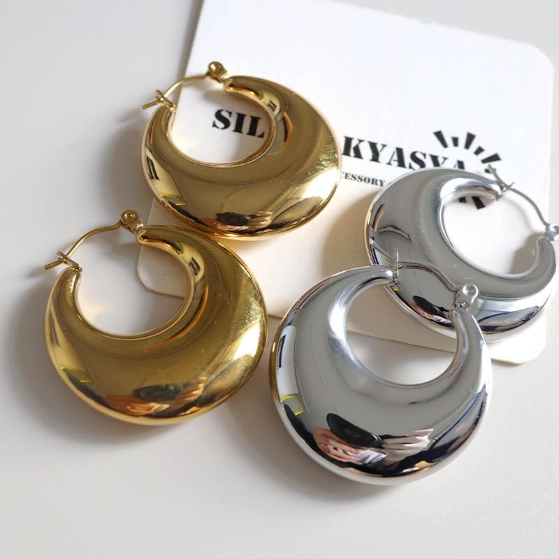 2個で10％OFF 3個で20％OFFクーポン／ステンレス 大ぶりピアス ワイド