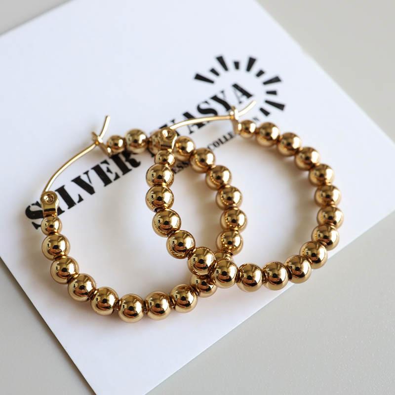 ステンレス つぶつぶピアス ボールピアス メタルピアス 大ぶり フープ