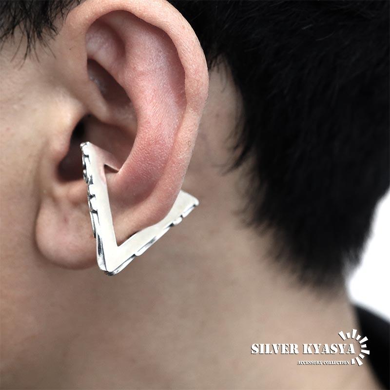 唐草模様 シルバー925 イヤーカフ 三角 トライアングルイヤーカフ 銀