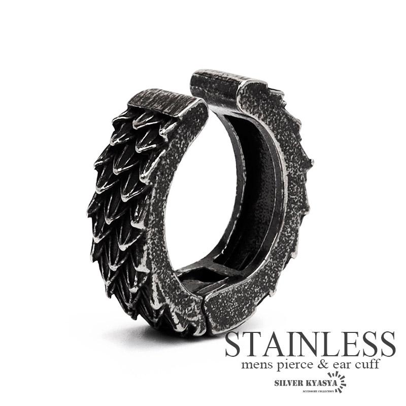 ステンレス イヤーカフ ブラック 燻し 鱗 うろこ 耳飾り ノンホール イヤークリップ Stainless Earcuff 穴不要 片耳一点 Ec059 Silver Kyasya 通販 Yahoo ショッピング