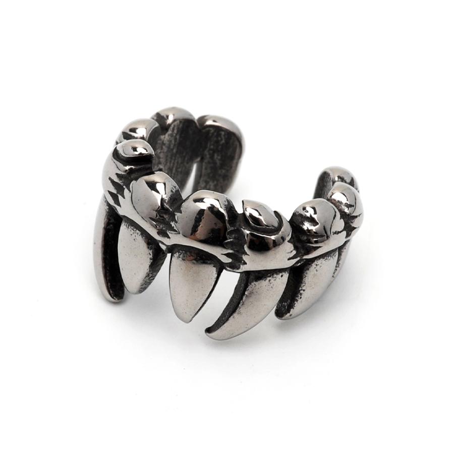 ステンレス イヤーカフ メンズ 牙 キバ シルバー 面白い ピアス