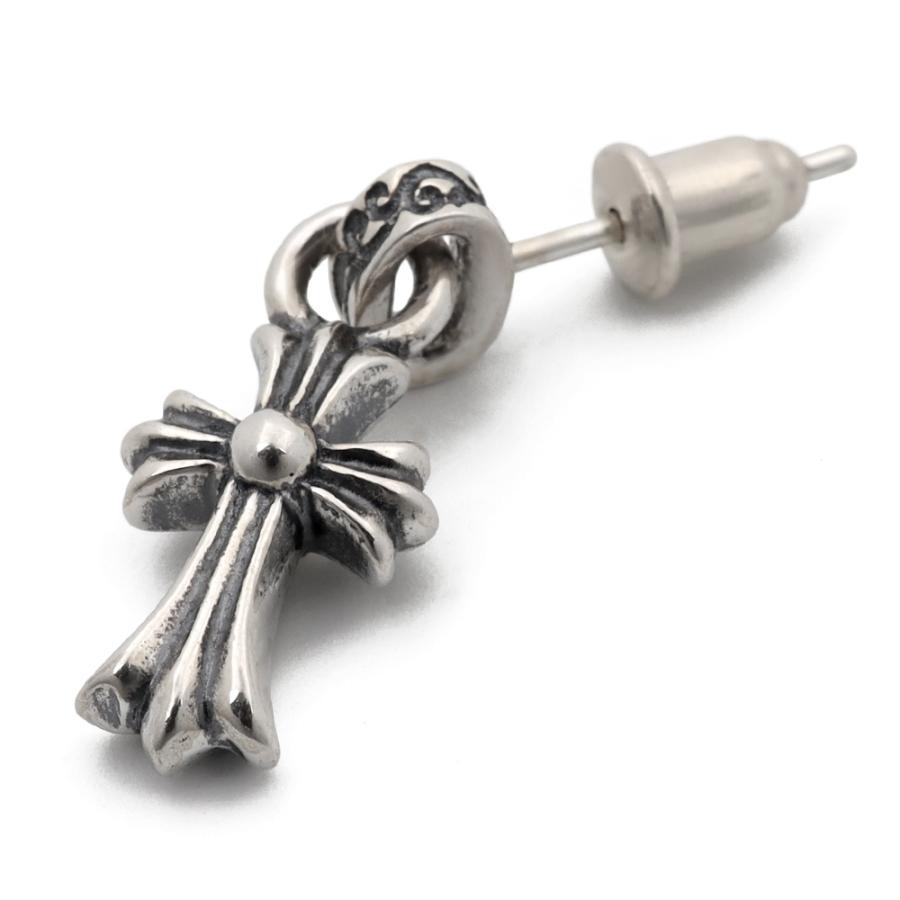 複数買いで最大300円OFFクーポン／シルバー925 メンズピアス クロス