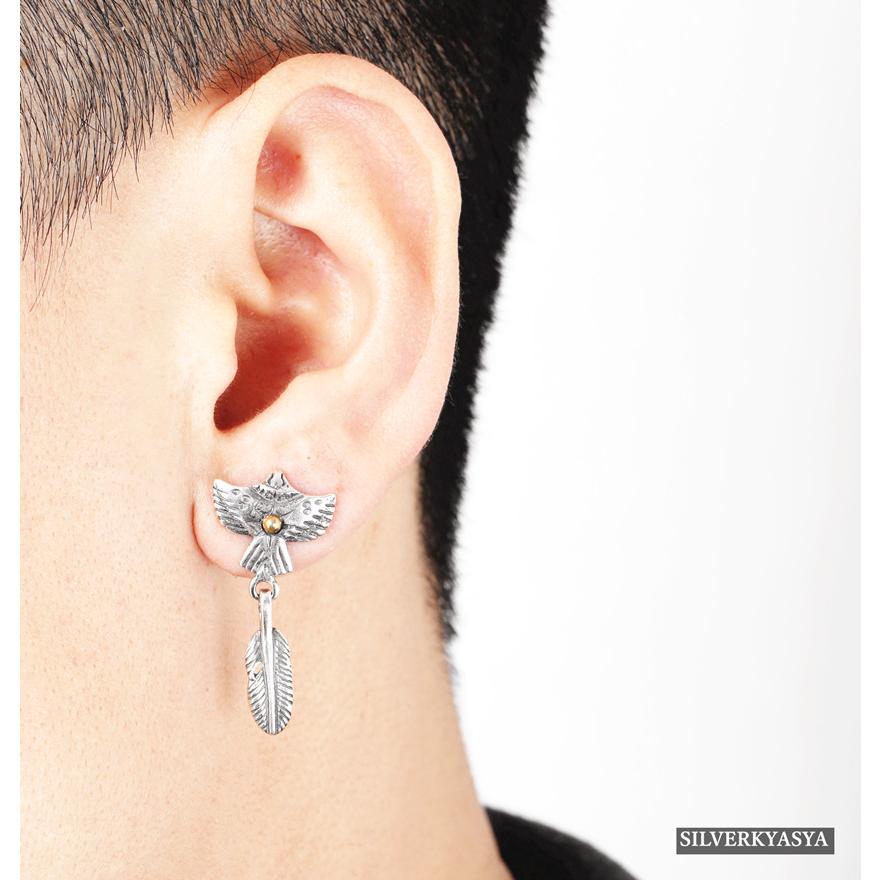 シルバー925素材 イーグル ドロップピアス 太陽神 ピアス 925